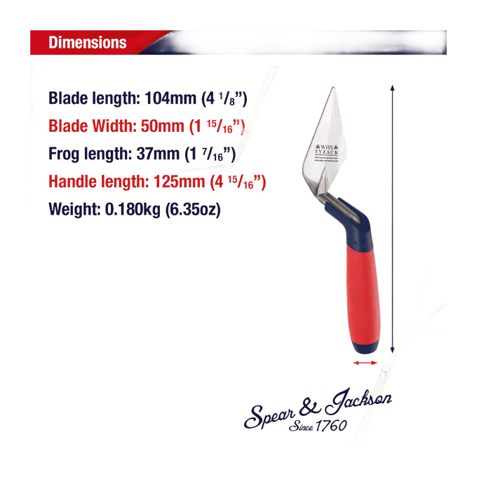 4-inch hardened and tempered carbon steel archaeology pointing trowel with rigid blade and ergonomic red and blue soft-feel handle, designed for Farm, Garden & Tool, Digging and Cultivating, Hand Tools and Hardware, Best Sellers, and Promo Eligible collections.