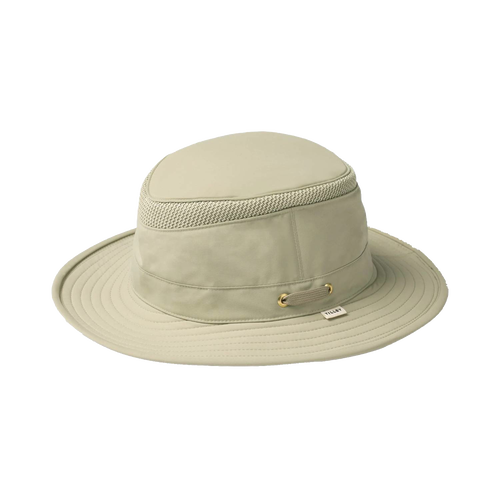 Khaki medium brim hat with mesh ventilation and moisture-wicking fabric, offering durable sun and rain protection for outdoor activities in Health & Wellness, Camping, and Garden Accessories collections.