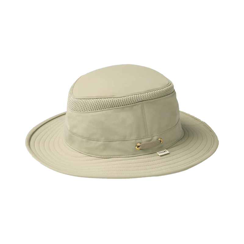 Khaki medium brim hat with mesh ventilation and moisture-wicking fabric, offering durable sun and rain protection for outdoor activities in Health & Wellness, Camping, and Garden Accessories collections.