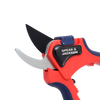 Large bypass pruning shears with ergonomic red and blue handles, sharp carbon steel blades, and a locking mechanism, designed for smooth cutting in Farm, Garden & Tool and Lawncare collections.