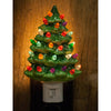 Handcrafted ceramic Christmas tree nightlight featuring multicolored bulbs that light up with a switch, perfect for Home & Decor and Holiday Decor collections.