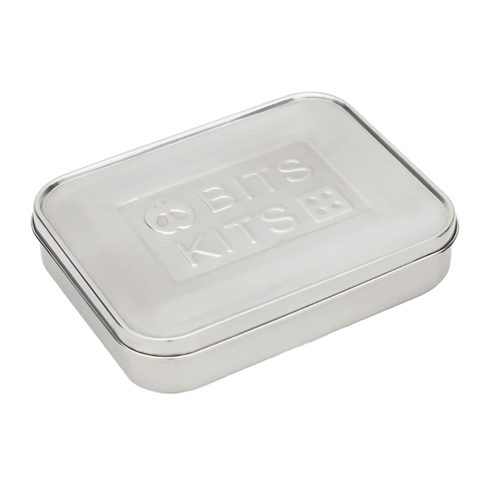 Rectangular stainless steel snack container with a secure lid, featuring a durable, reusable design ideal for Kitchen & Food, Storage and Serving, Best Sellers, and Promo Eligible collections.