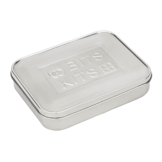 Rectangular stainless steel snack container with a secure lid, featuring a durable, reusable design ideal for Kitchen & Food, Storage and Serving, Best Sellers, and Promo Eligible collections.