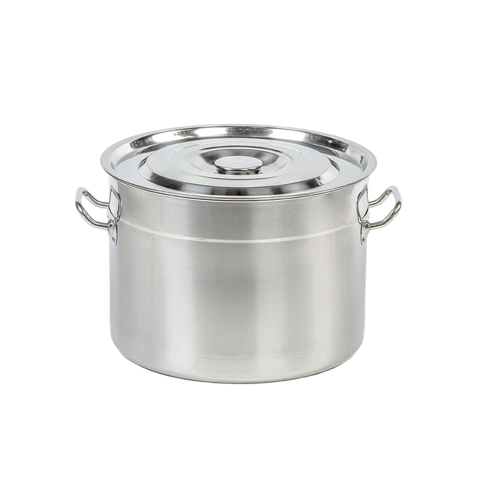 Stainless steel water bath canner with secure lid and side handles, designed for food preservation and canning; durable cookware ideal for Kitchen & Food and Best Sellers collections.
