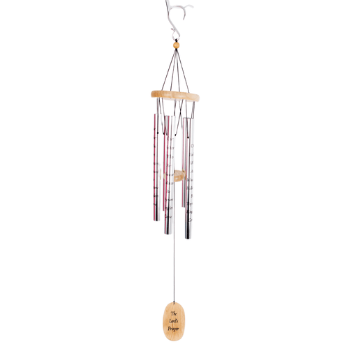 Handcrafted 40-inch silver windchime with engraved wooden windcatcher, tuned for soothing tones, ideal for Farm, Garden & Tool, Garden Accessories, Best Sellers, and Promo Eligible collections.