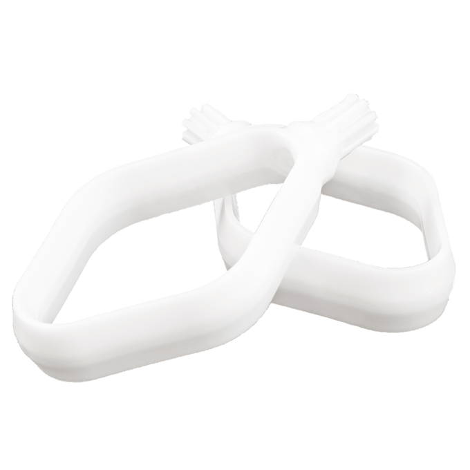 Pair of white cookie paddle attachments designed for mixing medium to thick batters with Bosch or NutriMill mixers, made in USA, ideal for Kitchen & Food and Baking Supplies collections.
