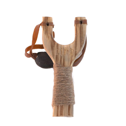 Handcrafted wooden slingshot made from smooth grain beech wood with genuine leather pouch and real latex surgical tubing, perfect for Toys, Books & Games and Lawn Games collections.