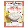 Colorful package of chèvre starter culture featuring a bowl of creamy goat cheese surrounded by pears, promoting a fun and healthy DIY cheese experience for Kitchen & Food, Specialty Equipment, and DIY Cheese and Yogurt collections.
