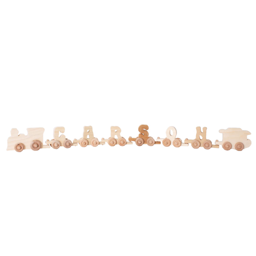Handcrafted wooden train featuring customizable alphabet letters, made in the USA, Amish crafted, ideal for children's indoor play and part of Best Sellers in Wooden Toys and Toys, Books & Games collections.