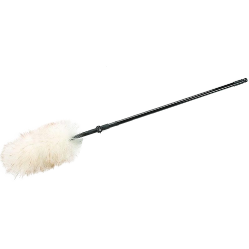 Angled duster with a telescoping handle and soft natural lamb’s wool head, designed for reaching high or distant surfaces in Home & Decor and Household Cleaning collections.