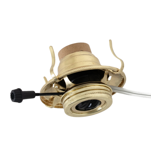 Handcrafted brass plated electrified burner with removable screw-on collar and 1-3/16" threaded base, featuring a high-quality UL listed 6 ft. clear gold cord, ideal for Lamps & Lighting, Parts and Accessories, and Electric Conversion collections.