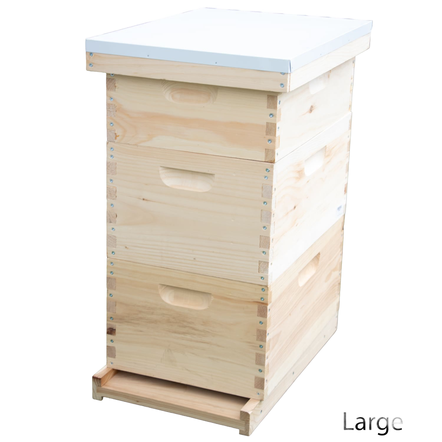 Handcrafted natural wood 8-frame beehive with white cover, featuring Amish-made construction, ideal for Farm, Garden & Tool, Beekeeping Supplies, and 8-Frame Hives collections.