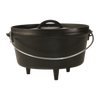 Handcrafted cast iron cooking pot with built-in legs and a sturdy handle, designed for versatile outdoor and camping use; featured in Farm, Garden & Tool, Cast Iron, USA Made, and Best Sellers collections.