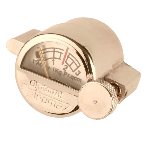 Compact pressure gauge with metal casing and clear dial showing red optimal pressure zone, suitable for lamps, featured in Lamps & Lighting, Parts and Accessories, Best Sellers, and Promo Eligible collections.