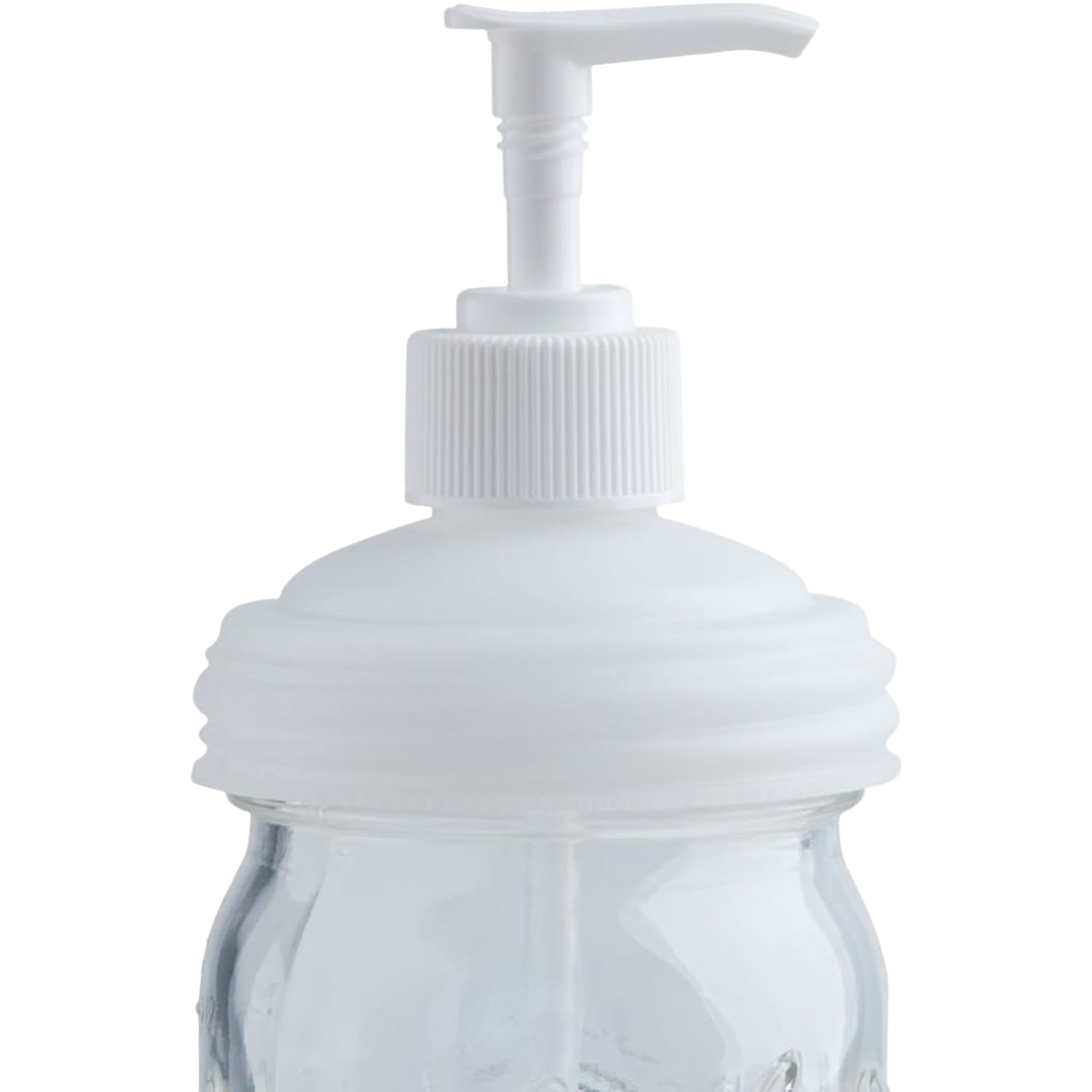 White pump lid designed for regular-mouth mason jars, transforming jars into reusable soap dispensers, made in USA, perfect for Health & Wellness, Home & Decor, and Household Helpers collections.