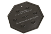 Octagonal black steel heat diffuser disc with raised bumps and engraved instructions for low heat use on glass top stoves, featured in Kitchen & Food and Cooking and Baking Helpers collections.