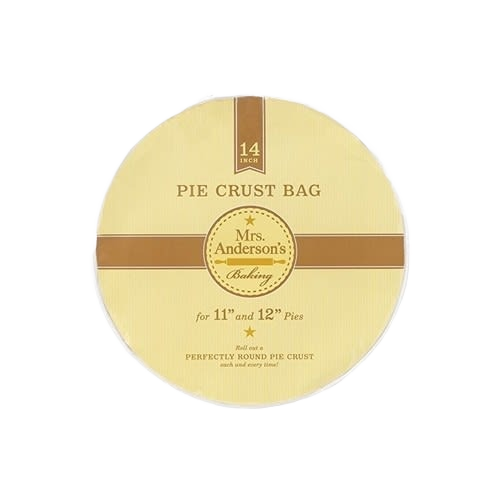 Round clear plastic pie crust bag labeled for 11 and 12 inch pies, featuring printed guidance to roll out even crusts, suitable for Kitchen & Food, Cookware, Baking Supplies, Best Sellers, and Promo Eligible collections.