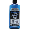 Blue bottle of stainless-steel cleaner and polish made in USA, designed for household cleaning and home decor, effective on kitchen appliances and grills, part of best sellers collection.