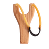 Handcrafted Amish-made slingshot with smooth oak handle and sturdy rubber tubing connected by black leather, featured in Toys, Books & Games, USA Made, Amish Made, and Lawn Games collections.