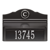 Black and silver personalized wall mount mailbox featuring a raised house number and monogram letter, handcrafted and made in USA, part of Home & Decor and Mailboxes collections.