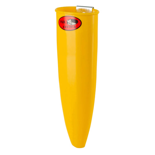 Durable plastic whetstone holder in bright yellow with watertight design, suitable for farm and garden tool storage, ideal for sharpening blades in lawncare and best sellers collections.