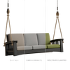 Handcrafted durable cypress porch swing with rope hangers and thick soft cushions in beige, gray, and green, featured in Home & Decor, Outdoor Furniture, USA Made, Amish Made collections.
