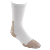 Heavyweight crew sock in white with reinforced tan heel and toe, designed for durability and moisture-wicking comfort, part of USA Made, Health & Wellness, and Clothing and Accessories collections.