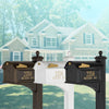 Handcrafted bronze and gold custom mailbox with post, featuring personalized street address plaque, made in USA, part of Home & Decor and Mailboxes and Address Signs collections.