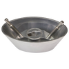 Metal component with two vertical shafts and a central threaded hole, designed as a durable kitchen gadget compatible with Bosch and NutriMill mixers for baking and cooking helpers.
