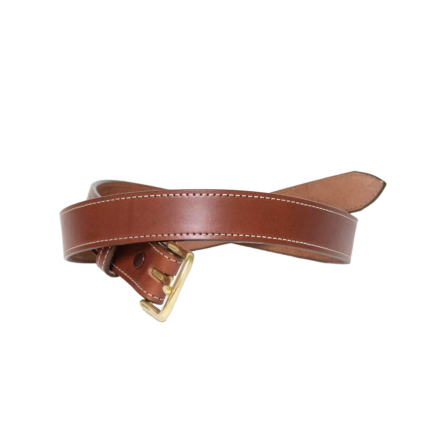 Handcrafted Amish-made rich brown genuine English bridle leather belt with fine stitching and polished brass buckle, featured in Clothing and Accessories, USA Made, Amish Made collections.