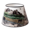 Handcrafted parchment oil lamp shade featuring a rocky mountain landscape with wildlife, perfect for lamps & lighting, parts and accessories, lamp shades, and best sellers collections.
