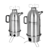 Set of two stainless steel fire kettles with integrated portable stove bases for rapid boiling using natural fuels; ideal for camping, emergency supplies, and outdoor use in Farm, Garden & Tool collections.