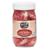 Glass jar of handcrafted pickled pork hocks, fully cooked and boneless, made in USA, featured in Kitchen & Food and Pantry collections with a distinctive home-style label.