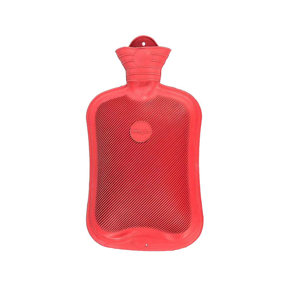 Durable natural rubber hot water bottle with fine ribbing for gentle heat and burn prevention, ideal for Health & Wellness, Health Remedies, and Best Sellers collections.