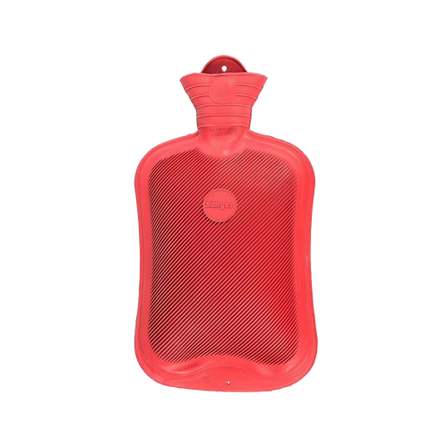 Durable natural rubber hot water bottle with fine ribbing for gentle heat and burn prevention, ideal for Health & Wellness, Health Remedies, and Best Sellers collections.