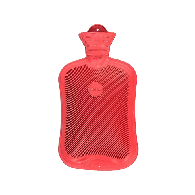 Durable natural rubber hot water bottle with fine ribbing for gentle heat and burn prevention, ideal for Health & Wellness, Health Remedies, and Best Sellers collections.