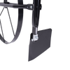 Close-up of a durable black metal plow attachment with a curved wheel and sturdy mounting hardware, featured in Farm, Garden & Tool, Digging and Cultivating, and Best Sellers collections.