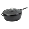 Handcrafted deep cast iron skillet with lid, featuring a lightweight design and triple seasoned finish, perfect for Kitchen & Food, Cookware, Cast Iron, USA Made, and Best Sellers collections.