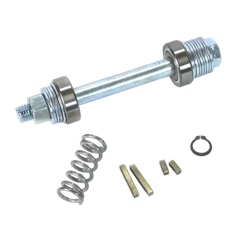 Set of metal replacement parts including bearings, washers, a bolt, a nut, and a spring for maintaining grain mills, featured in Kitchen & Food, Grain Mills, USA Made, and Best Sellers collections.