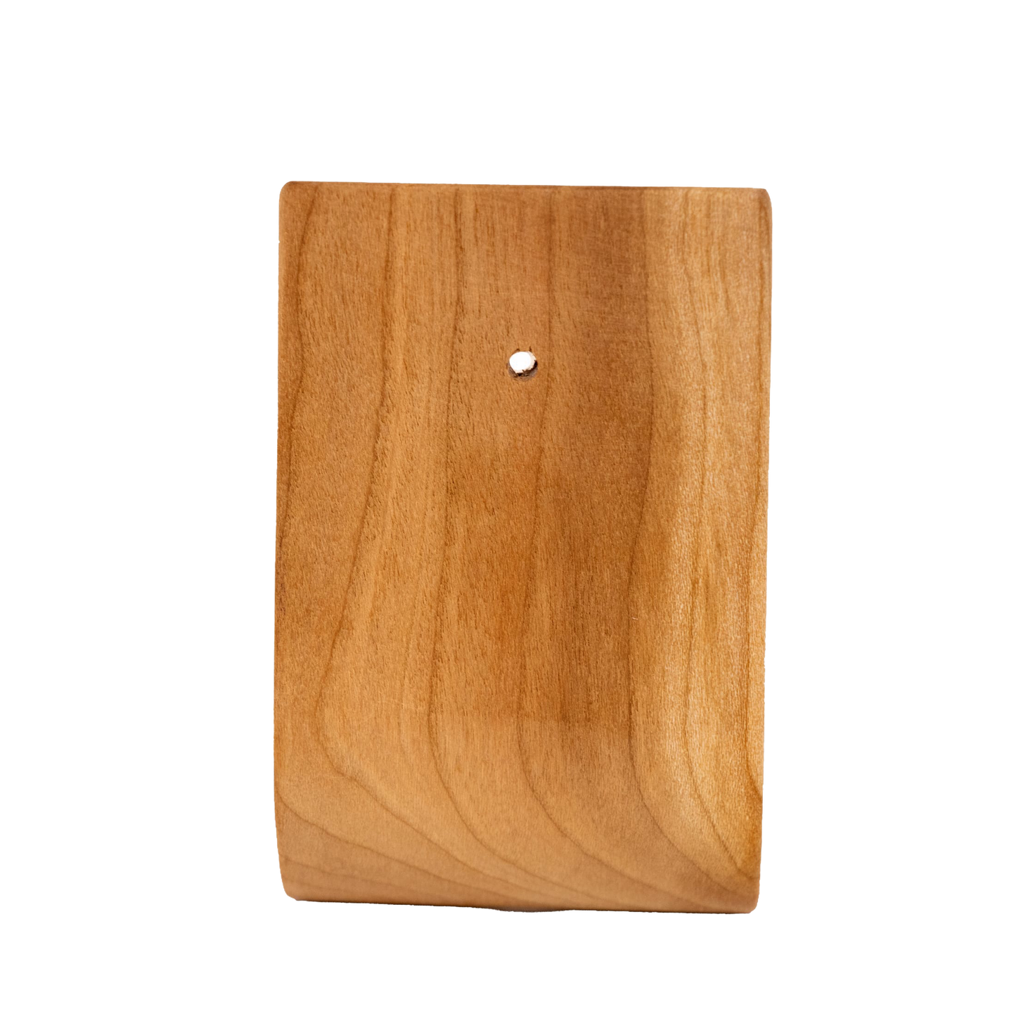 Handcrafted unfinished cherry wood holder with smooth finish and central mounting hole, designed for displaying kitchen gadgets, fitting Food Prep, Amish Made, and Best Sellers collections.