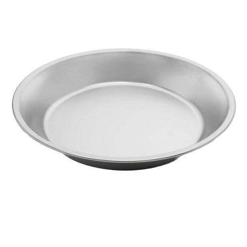 Lightweight and durable 9-inch stainless steel pie pan with a stain, scratch, and rust-resistant finish, perfect for Kitchen & Food, Cookware, Baking Supplies, and Best Sellers collections.