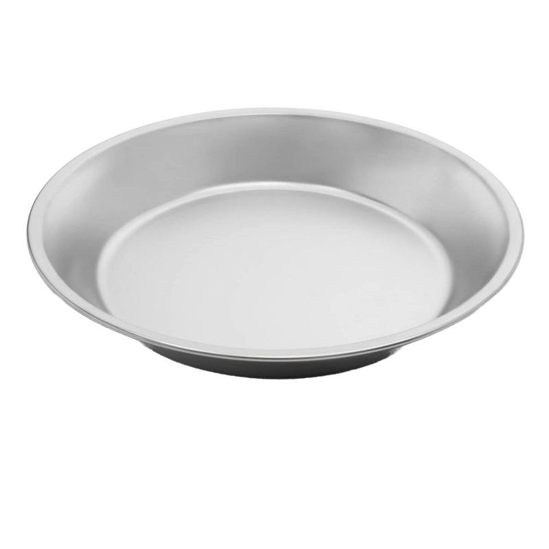 Lightweight and durable 9-inch stainless steel pie pan with a stain, scratch, and rust-resistant finish, perfect for Kitchen & Food, Cookware, Baking Supplies, and Best Sellers collections.