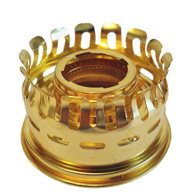 Brass oil lamp gallery top without heel, compatible with various antique and modern burners, ideal for Lamps & Lighting, Parts and Accessories, Lamp Burners and Collars, Best Sellers, and Promo Eligible collections.