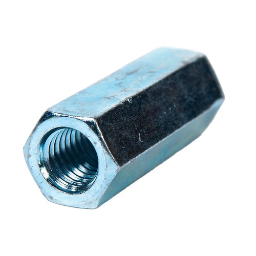 Hexagonal metal coupling with internal threading for connecting pump rod sections, suitable for appliances, water pumps, and pump parts collections.