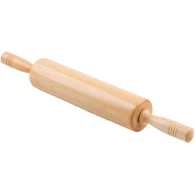 Handcrafted sturdy maple rolling pin with extra-long comfortable handles, made in USA, perfect for Kitchen & Food, Cookware, Baking Supplies, and Best Sellers collections.