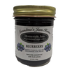 Small glass jar of handcrafted blueberry homestyle jam with no added granulated sugar, naturally sweetened with fruit juices, made in USA, ideal for Kitchen & Food and Best Sellers collections