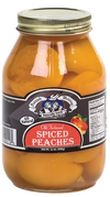Handcrafted glass jar of old-fashioned spiced peaches packed in natural syrup, made in USA, featured in Kitchen & Food, Food, Pantry, USA Made, Best Sellers, and Promo Eligible collections.