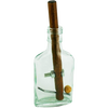 Handcrafted glass bottle puzzle featuring a wooden rod, metal pin, bolt, nut, screw, and wooden ball, designed as a challenging brainteaser in Toys, Games, and Puzzles collections.