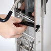 Close-up of hands adjusting the interchangeable blade mechanism on a stainless steel Lehman's Kitchen Mandoline Veggie Slicer, featured in Kitchen & Food and Food Prep collections.
