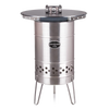 Compact stainless steel firepot with a removable solid steel cooking plate, designed for outdoor use in Farm, Garden & Tool, Camping, Best Sellers, and Promo Eligible collections.